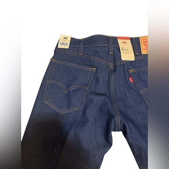 NWT Levi Jeans 517 Boot Cut Long Mens Dark Wash Blue Jeans Slim - Picture 10 of 10